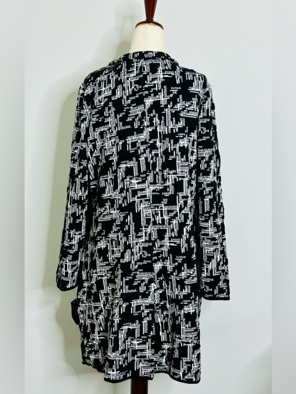 NEW Alfani Plus Black and White Jacquard Open-Front Jacket Cardigan Long Size XL - Picture 8 of 14